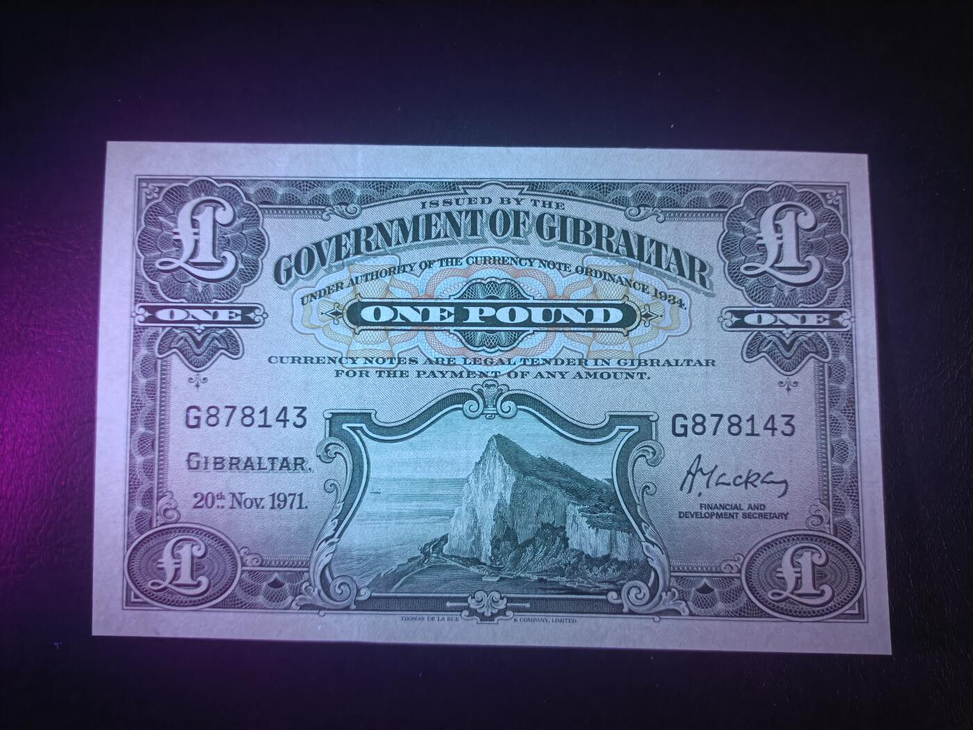 2026一月第三期，总213期 英属直布罗陀1971年1镑UNC，峭壁悬崖和总督府徽章，少见品种
