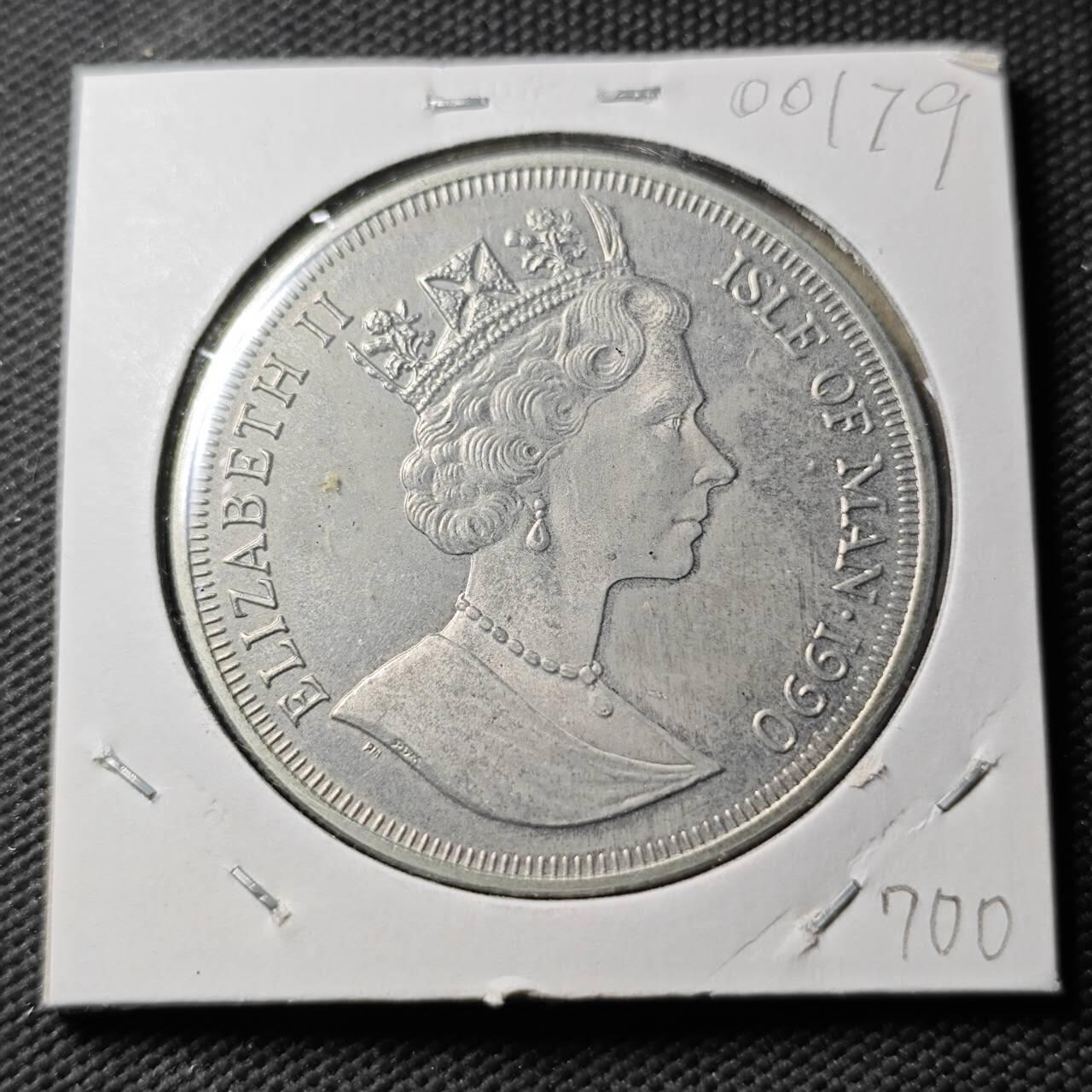 KK钱币收藏小铺  第400期  百期特拍（四拍之四）2月预留时间 周末发货  1990马恩岛1克朗纪念币 丘吉尔纪念