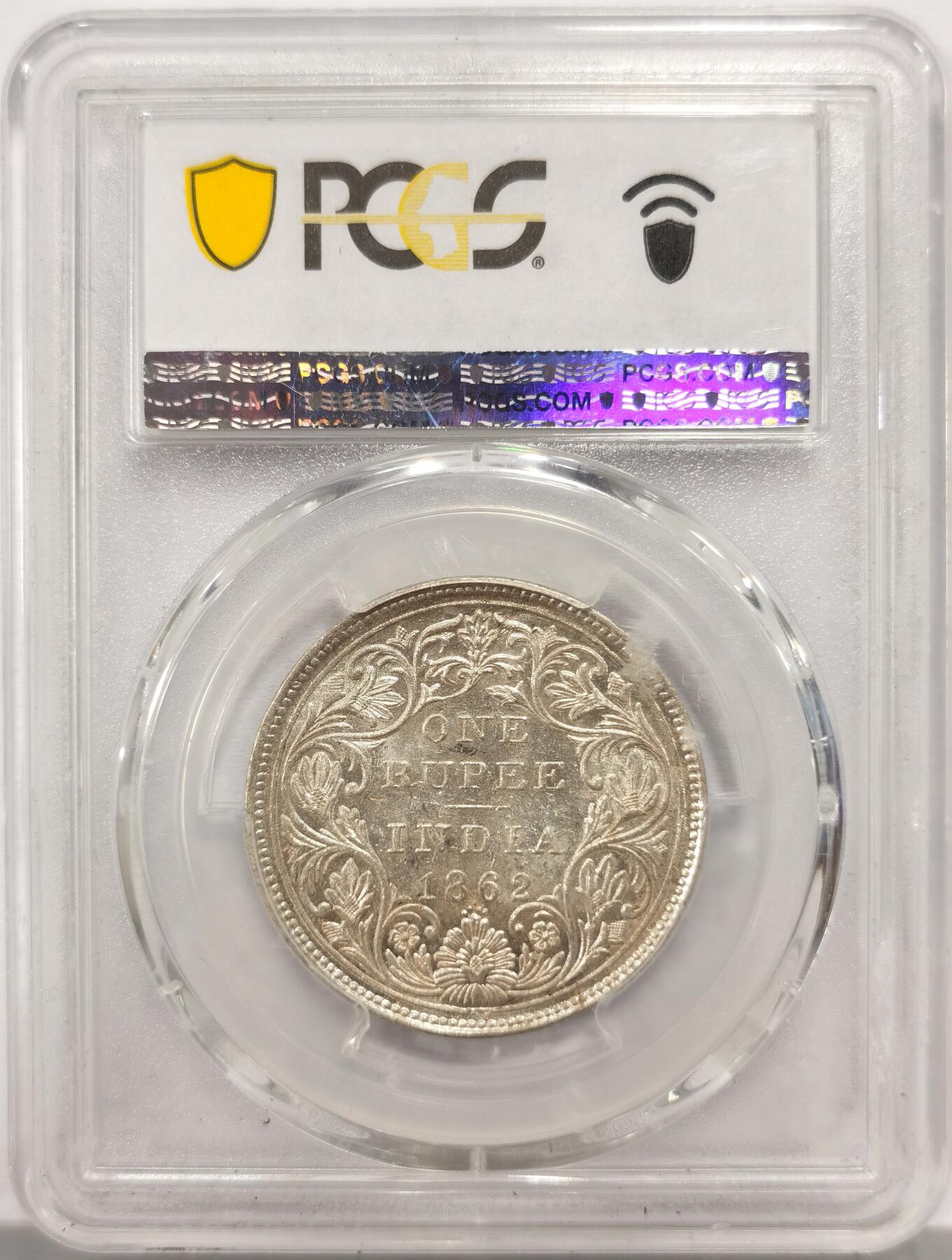 博洋堂世界钱币拍卖第158期（全场包邮） PCGS MS61 英属印度1862年维多利亚1卢比银币