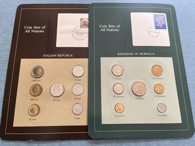 咖啡豆•收藏 2025年Jan_22th世界各国富兰克林套币拍卖 - 意大利/摩洛哥-世界各国UNC硬币套币富兰克林包装