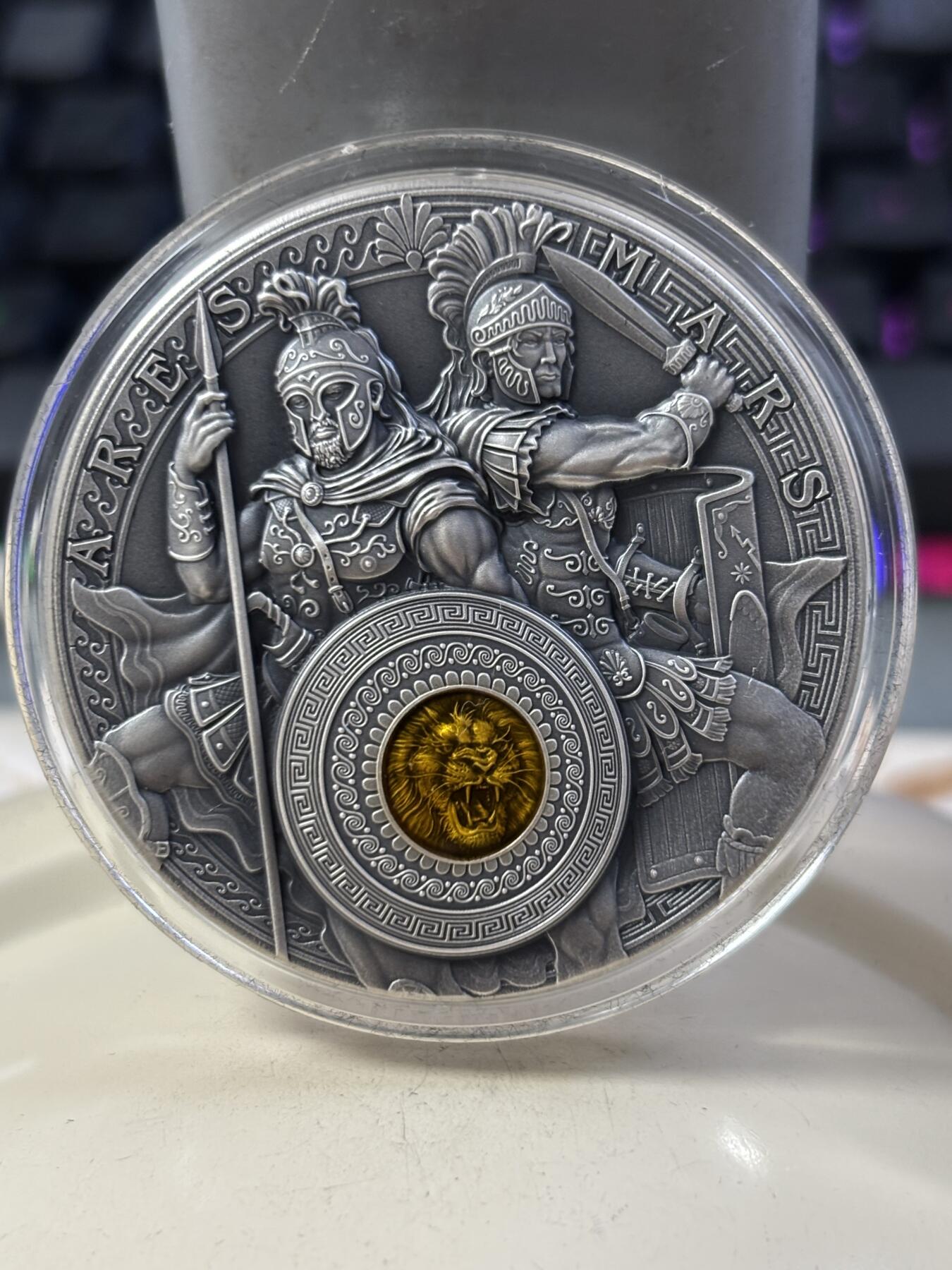 第188期拍卖 纽埃2021年战神阿瑞斯和马尔斯2盎司纪念，999银，发行500枚