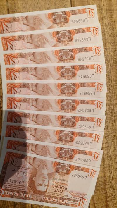 【新年九拍】世界钱币～微拍第230期暨2026年第9期  数十款低端纸币批发 成本价起拍 - 1988年直布罗陀1镑 全新绝品如图十张为一件一起拍