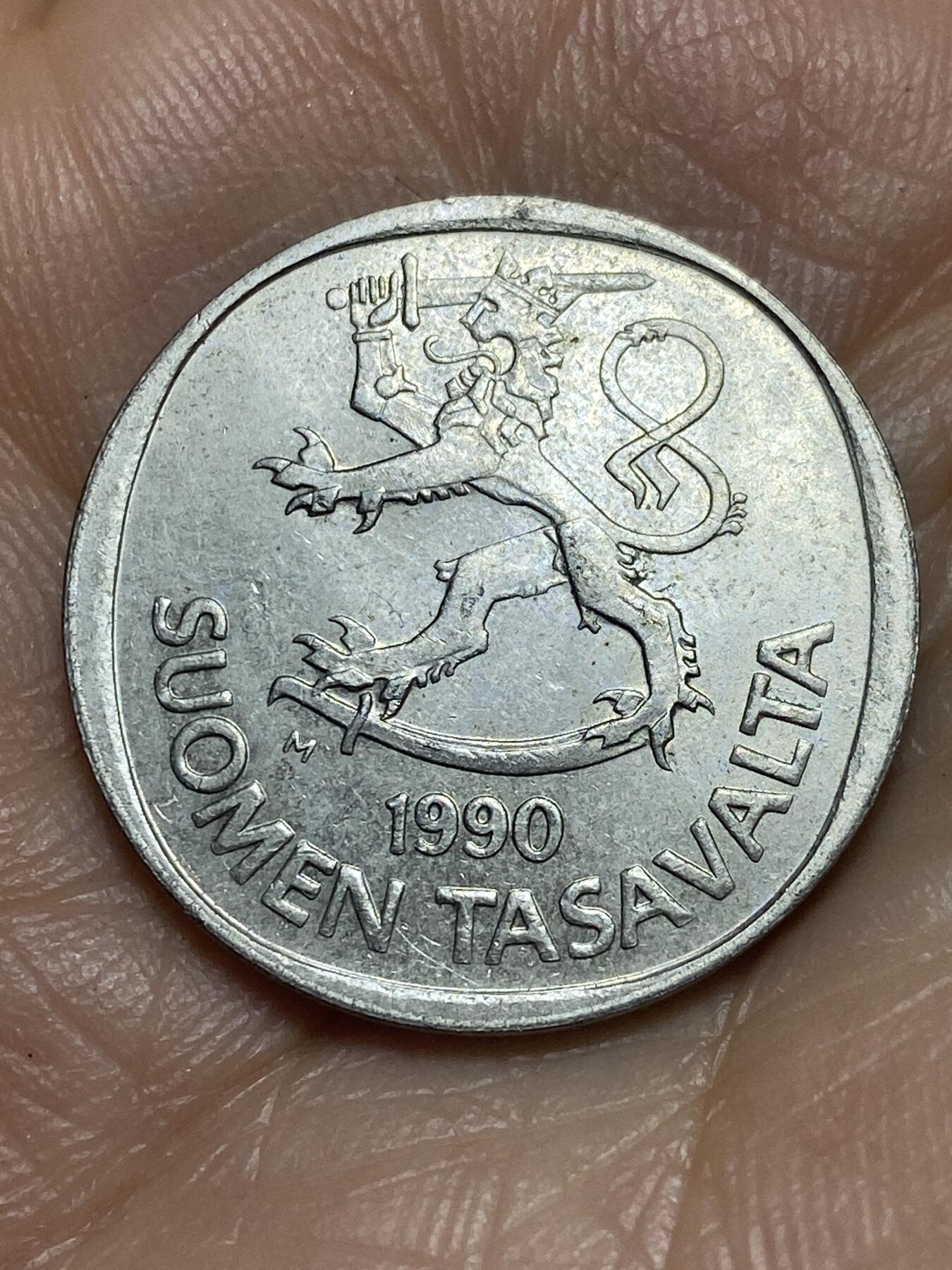 2026年第九场(总第一百七十八场）外国好品散币场(免佣金) 芬兰🇫🇮1990年1马克(1963–2001年第二版，M标)