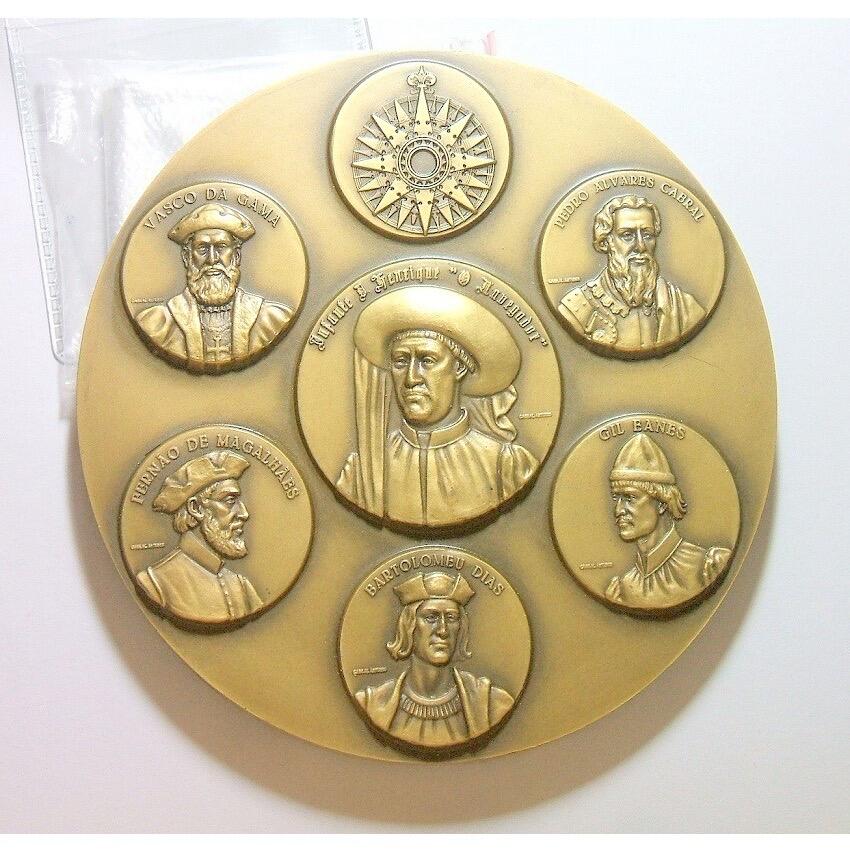 【艺术】葡萄牙艺术大章 大航海麦哲伦达伽马等六巨头高浮雕精制巨型大铜章 100MM 312克  达伽马、亨利王子、卡布拉尔、麦哲伦、迪亚士、埃阿尼什