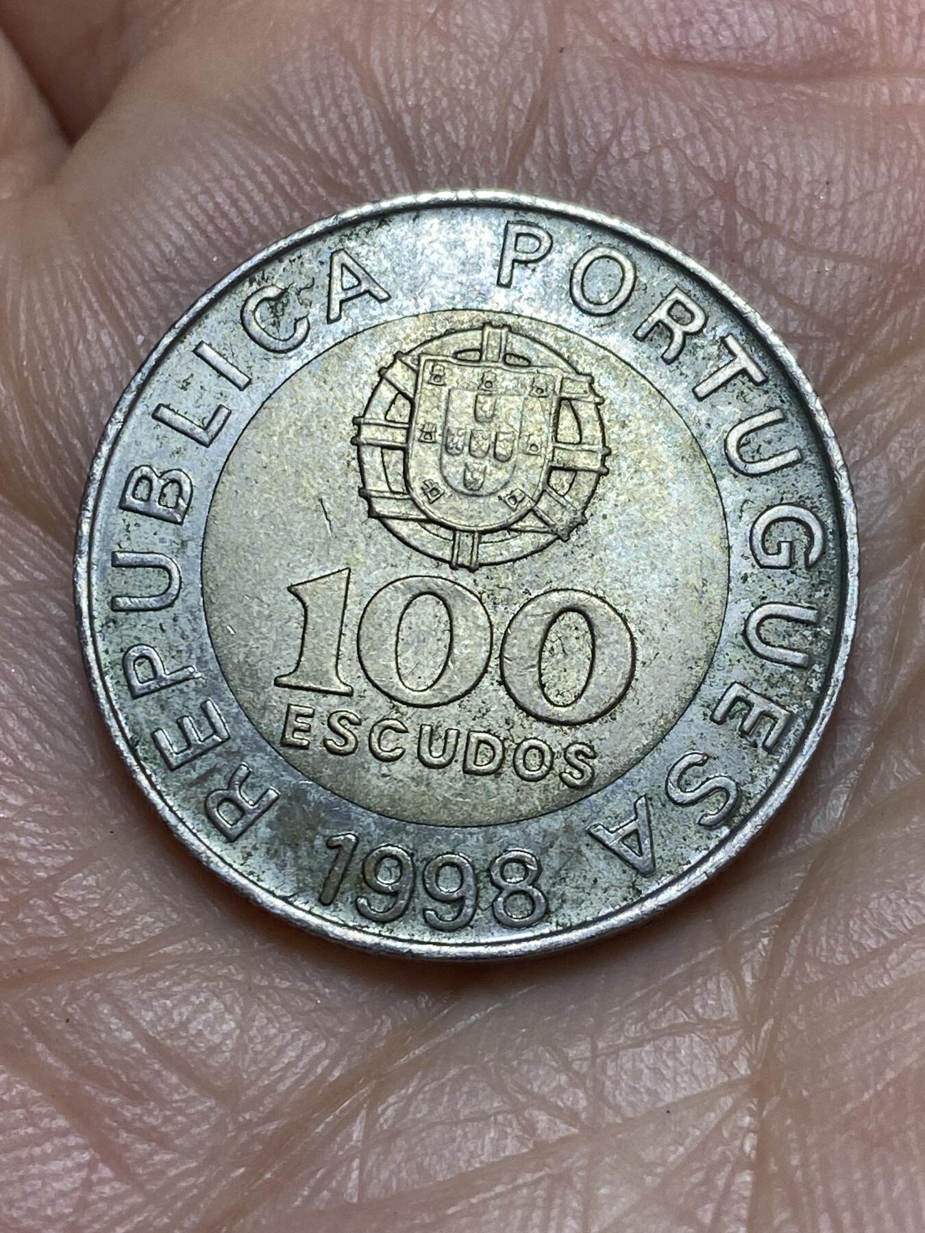 2026年第九场(总第一百七十八场）外国好品散币场(免佣金) 葡萄牙🇵🇹1998年100埃斯库多(共和国第六套，5段分段边齿版)