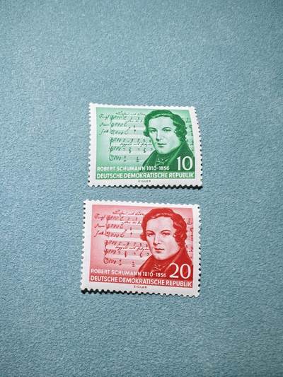 盛世勋华——号角文化勋章邮票专场拍卖第299期 - 东德邮政1956年发行 2全新票 舒曼逝世100周年