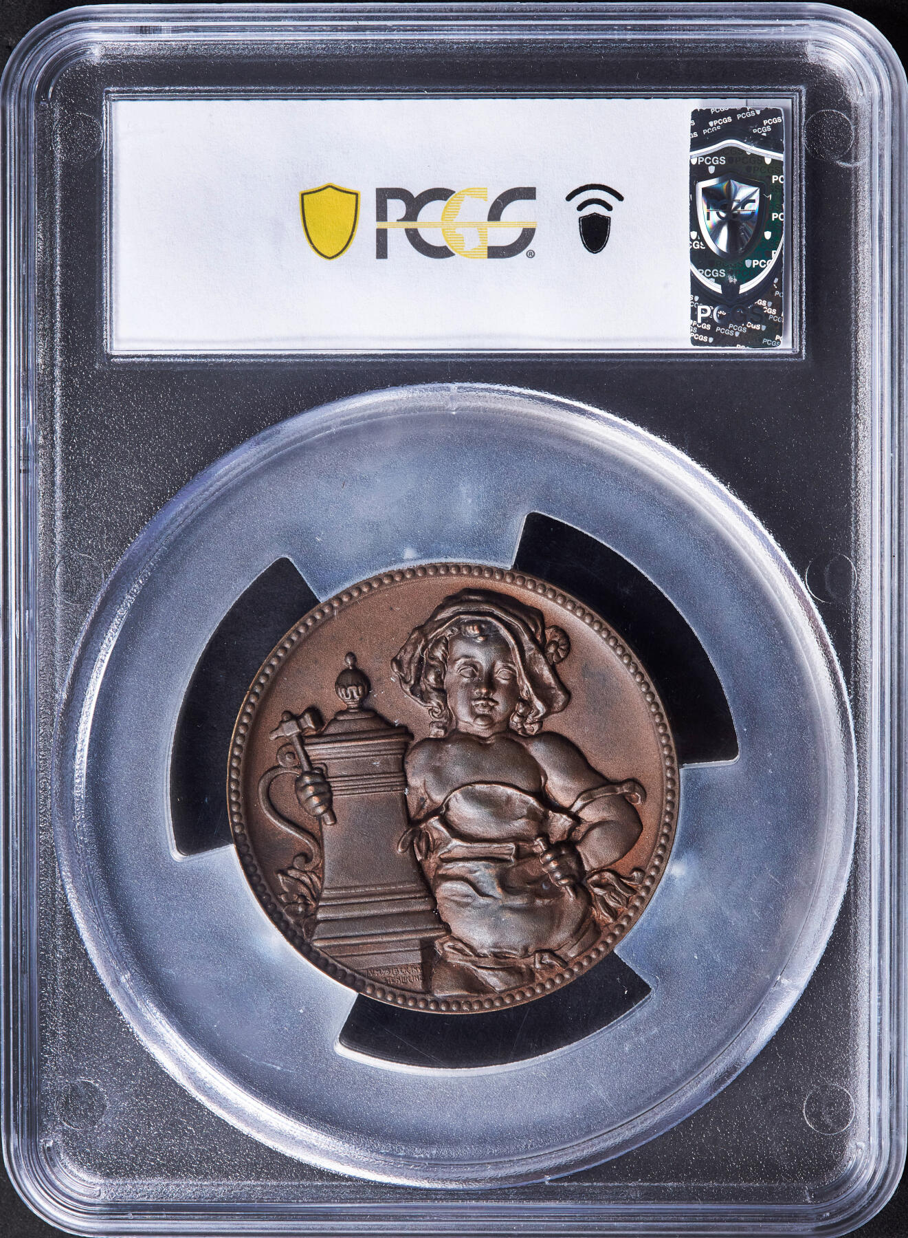 【俄甄集藏】“万象更新、马呈祥瑞”迎新春俄甄精品场-2026年(047)01-21 星期三 晚 19:30 全场包邮 捷克斯洛伐克1917年纪念布拉格工商业贸易委员会大铜章，PCGS MS66，设计精美，毫无疑问冠军分数，直径：50mm