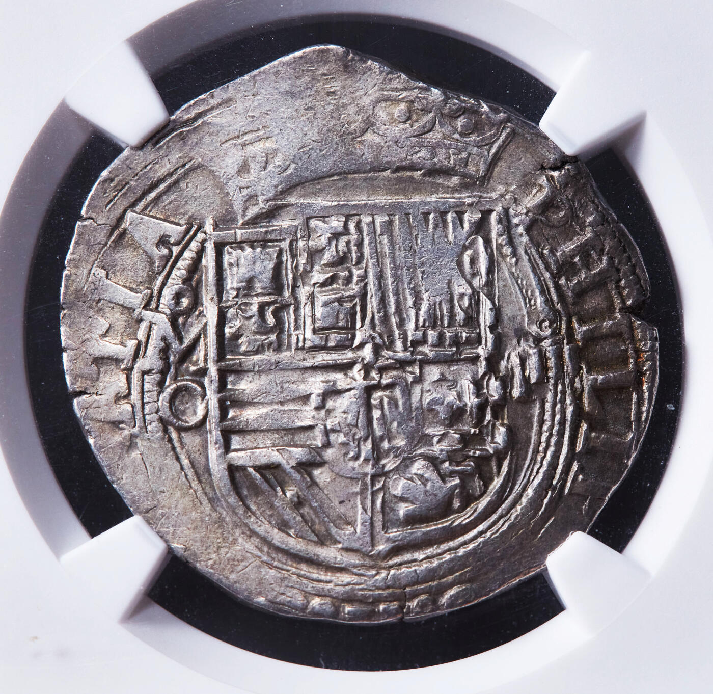 【俄甄集藏】“万象更新、马呈祥瑞”迎新春俄甄精品场-2026年(047)01-21 星期三 晚 19:30 全场包邮 西属墨西哥1556-1598年费利佩二世OMO版4里亚尔COB切割银币，NGC MS63，黄油彩原光品相，顶级状态，毫无疑问的唯一冠军分数，重13.94克