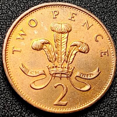 泉币菌-第171场- 精品福利场 - 英国2便士铜币 伊丽莎白女王 孔雀翎皇冠 26mm