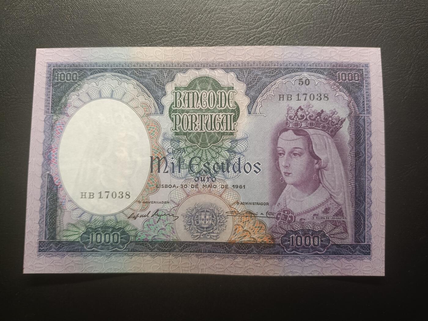2026一月第三期，总213期 葡萄牙1961年1000艾斯库多AUNC，确立葡英同盟，重视海外利益的兰开斯特的菲利帕王后，少见早期品种