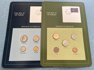 咖啡豆•收藏 2025年Jan_22th世界各国富兰克林套币拍卖 - 葡萄牙/比利时-世界各国UNC硬币套币富兰克林包装