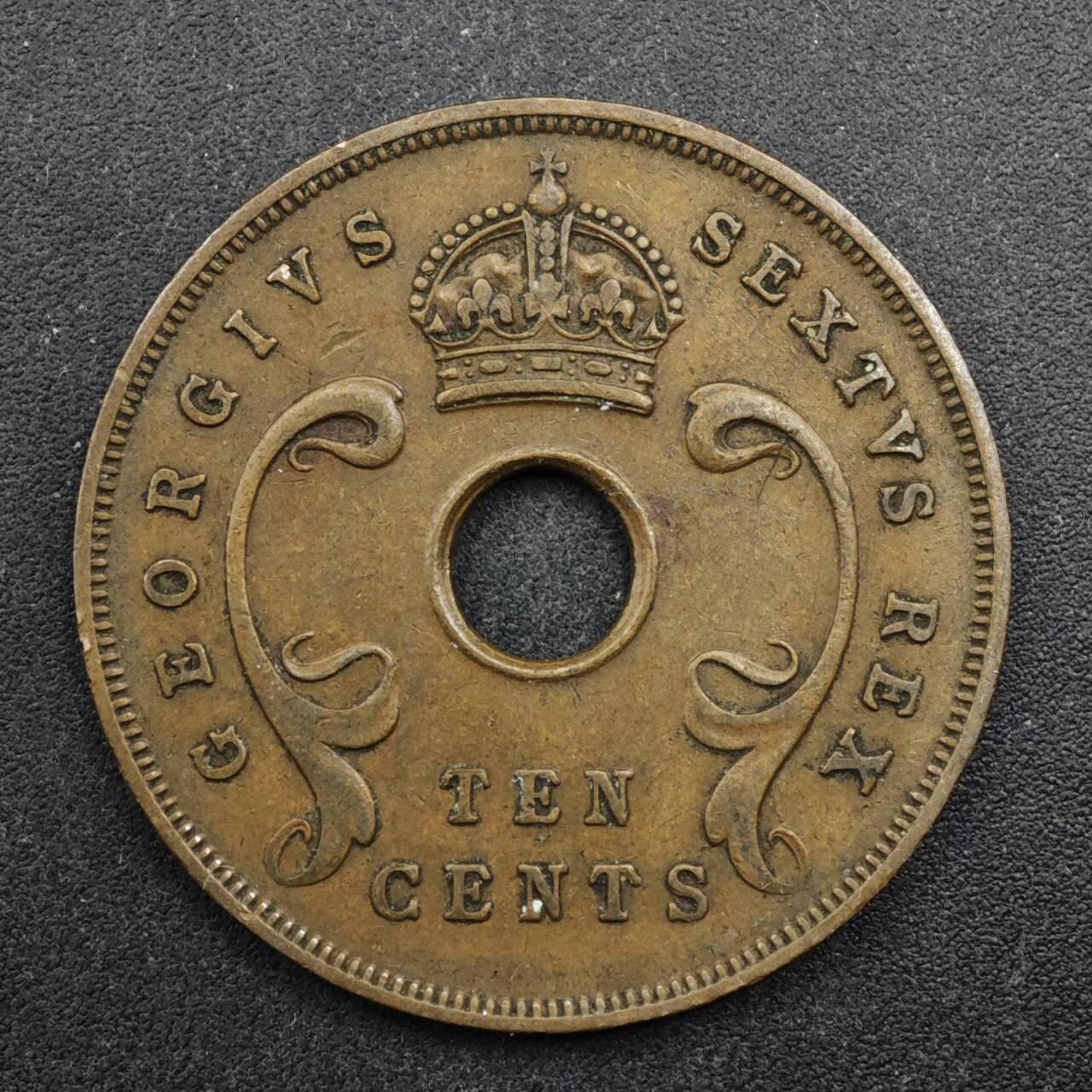 【淘币小摊】实时拍第八百四十九拍   散币银币场   满百包邮可预留二周 每周一统一发货   英属东非1950年乔治五世10分铜币