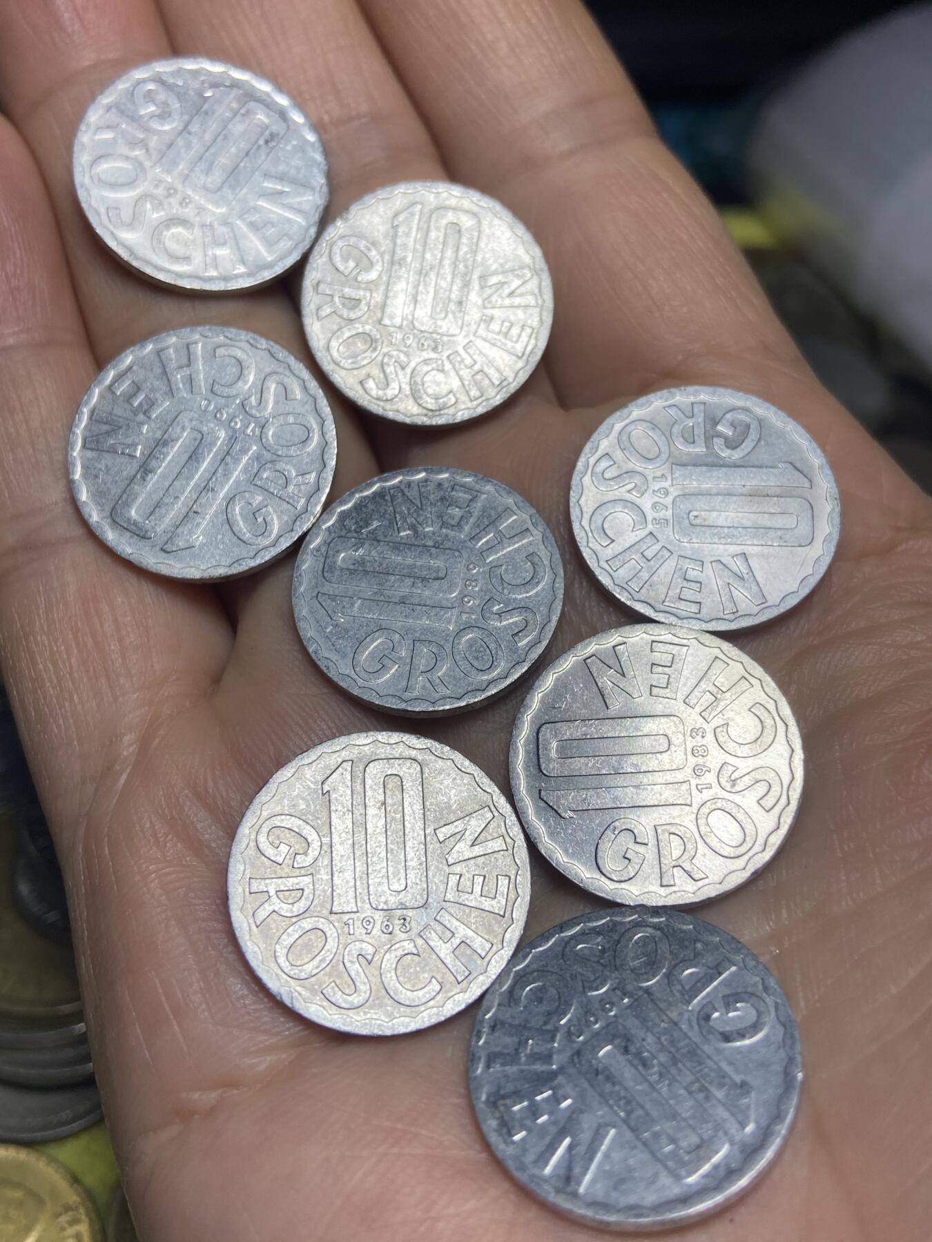 2026年第九场(总第一百七十八场）外国好品散币场(免佣金) 奥地利🇦🇹10格罗申8枚：1963年65年81年83年89年90年