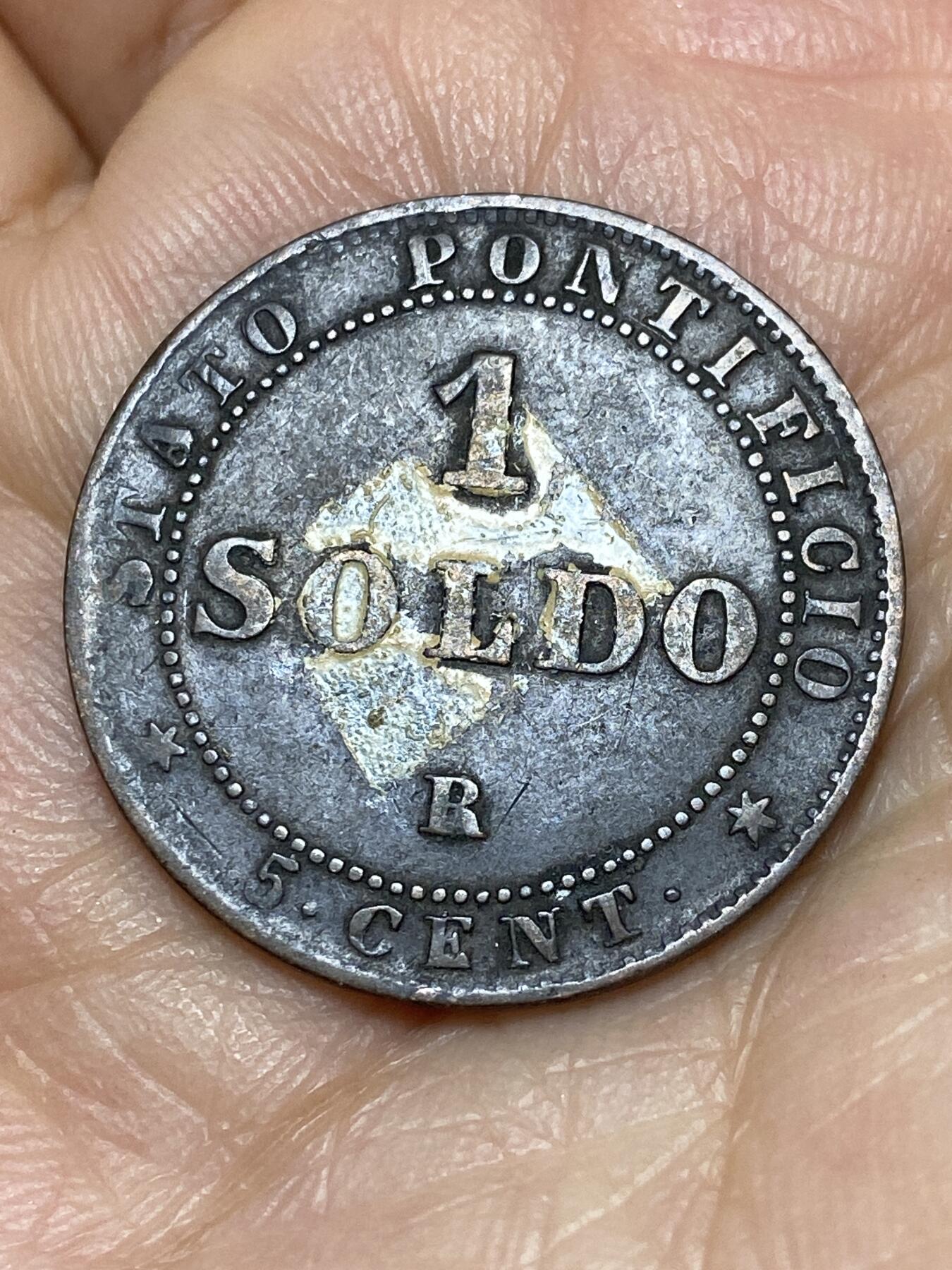 2026年第九场(总第一百七十八场）外国好品散币场(免佣金) 少见品种–教皇国1867年1索尔迪5分双面值(教皇庇护九世时期，罗马造)