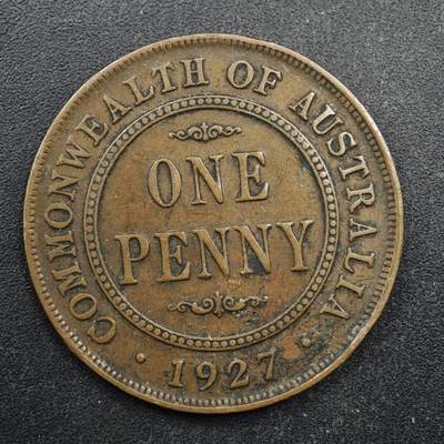 【淘币小摊】实时拍第八百四十九拍   散币银币场   满百包邮可预留二周 每周一统一发货   - 澳大利亚1927年乔治五世1便士铜币