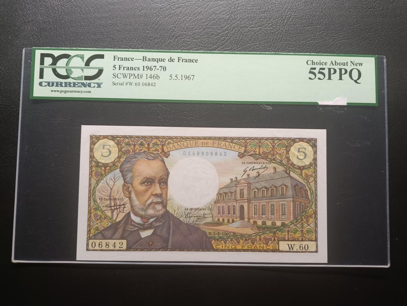 2026一月第三期，总213期 法国1967年5法郎PCGS绿标55ppq，首年份，生物学家巴斯德
