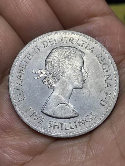 2026年第九场(总第一百七十八场）外国好品散币场(免佣金) - 英国🇬🇧1960单年份5先令克朗型大币(伊丽莎白二世青年桂冠，纽约英国博览会纪念币)