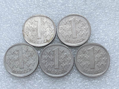 第一海外回流一元起拍收藏 散集专场  第293期 - 芬兰1马克硬币 5枚