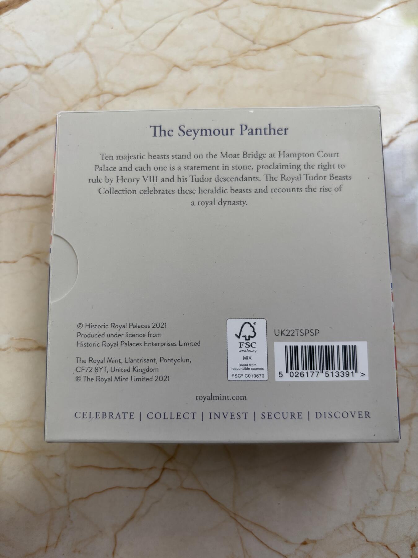 第188期拍卖 英国2022纹章皇家兽系列1西摩黑豹精制1盎司银币，999银，发行6000枚
