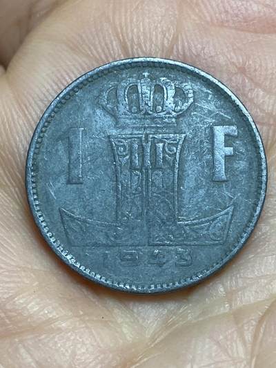 2026年第九场(总第一百七十八场）外国好品散币场(免佣金) - 比利时🇧🇪1943年1法郎(二战德国占领时期，左法语右荷语版)