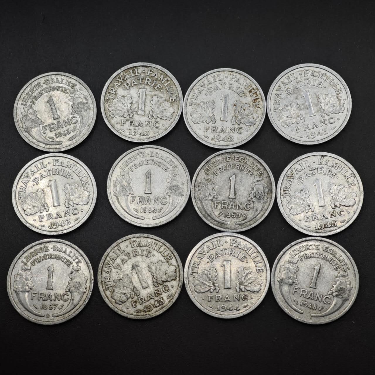 【淘币小摊】实时拍第八百四十九拍   散币银币场   满百包邮可预留二周 每周一统一发货   法国法郎铝币12枚