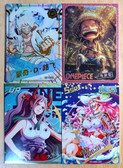满200包邮！！龙虎卡牌-七二场（满200元包邮，无佣金，每周六结拍，欢迎送拍） - 彩闪厚卡4张 海贼王系列 OR\UR\GP\SSR