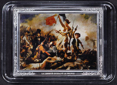 【俄甄集藏】“万象更新、马呈祥瑞”迎新春俄甄精品场-2026年(047)01-21 星期三 晚 19:30 全场包邮 - 法国2023年名画系列-欧仁《自由引导人民》彩绘精制方形250欧元大银币，品相完好，原亚克力盒封装，重500克，999银，发行量300枚，该枚为66号，名誉品种