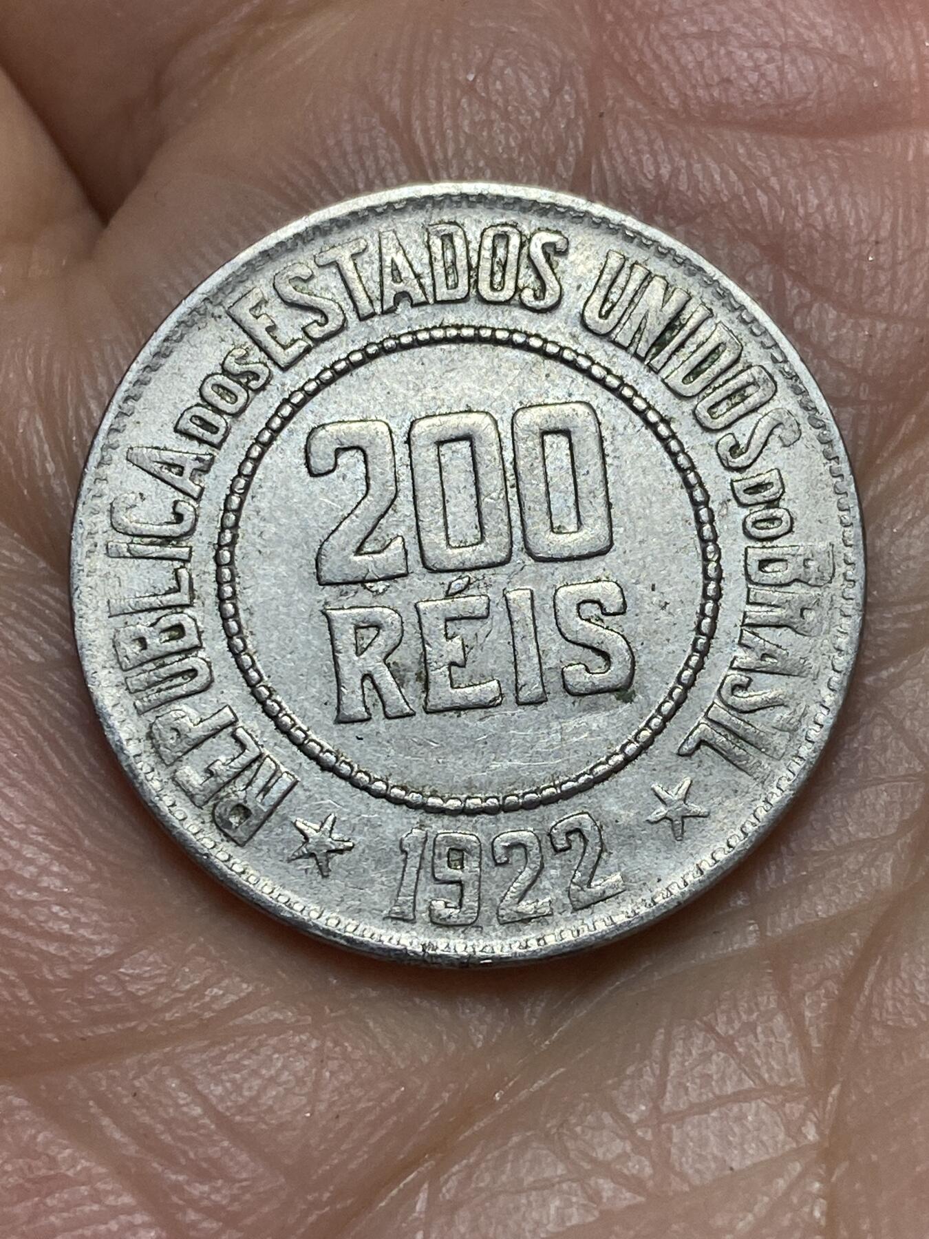 2026年第九场(总第一百七十八场）外国好品散币场(免佣金) 流通好品–巴西🇧🇷1922年200瑞斯(共和国时期第三版)