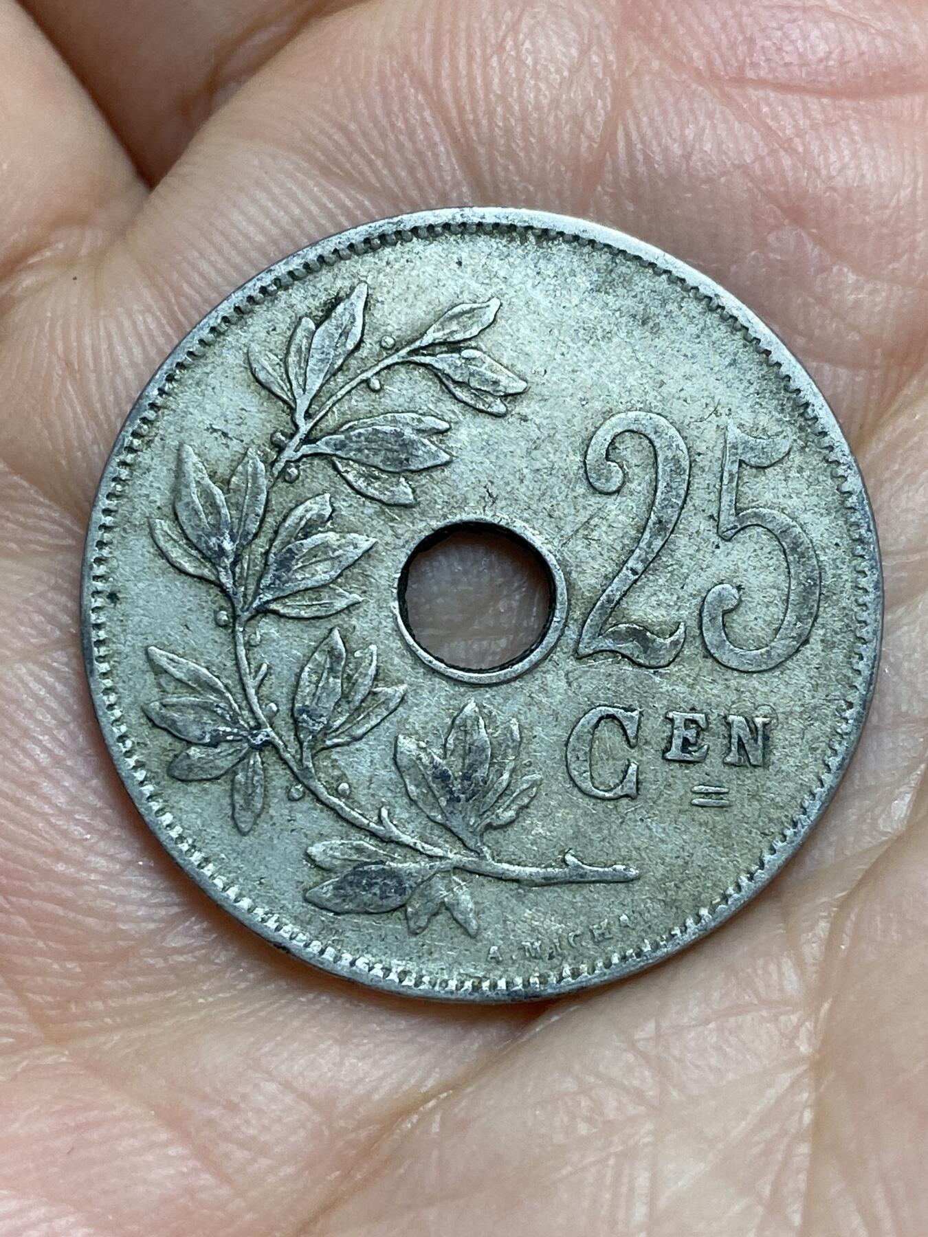 2026年第九场(总第一百七十八场）外国好品散币场(免佣金) 少见早期年份–比利时🇧🇪1913年25分(阿尔贝一世时期，荷语版)