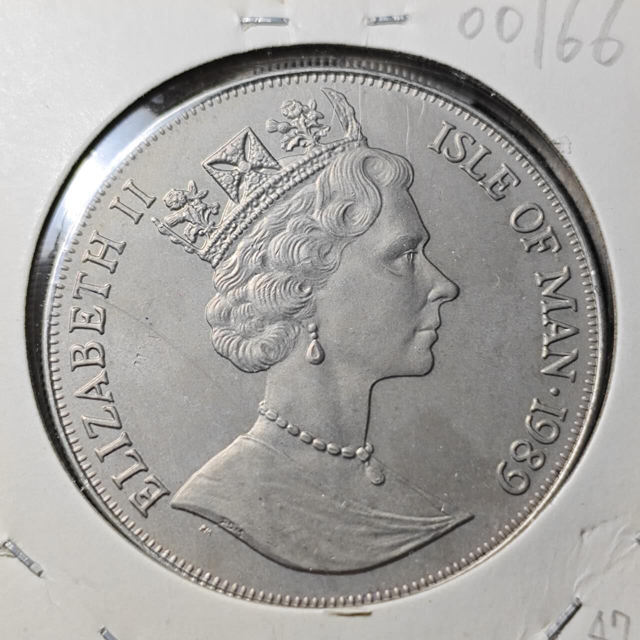 KK钱币收藏小铺  第400期  百期特拍（四拍之四）2月预留时间 周末发货  1989马恩岛1克朗纪念币 赏金叛乱纪念