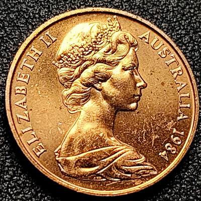 泉币菌-第171场- 精品福利场 - 原铜光 21mm澳大利亚伞蜥蜴2分 1984年 青年女王版末版 纪念币