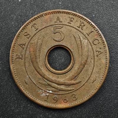 【淘币小摊】实时拍第八百四十九拍   散币银币场   满百包邮可预留二周 每周一统一发货   - 英属东非1963年伊丽莎白二世5分铜币
