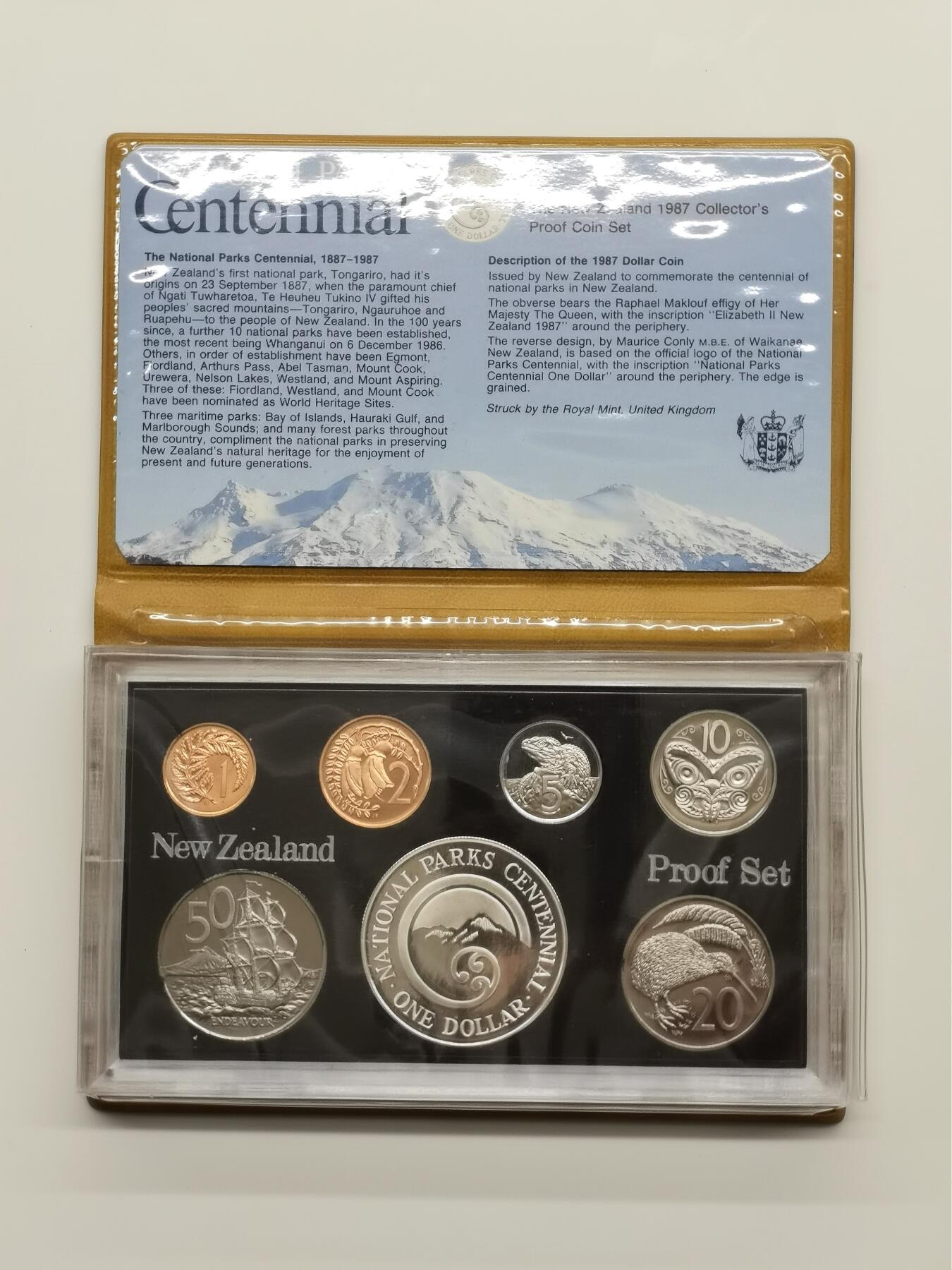 博洋堂世界钱币拍卖第157期（全场包邮） 新西兰1987年官方精制套币，含1元精制银币，925银27.2克