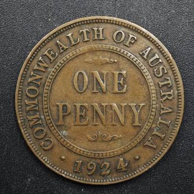 【淘币小摊】实时拍第八百四十九拍   散币银币场   满百包邮可预留二周 每周一统一发货   - 澳大利亚1924年乔治五世1便士铜币