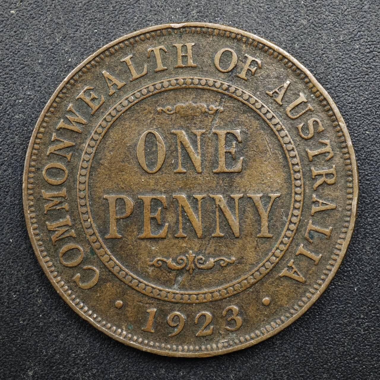 【淘币小摊】实时拍第八百四十九拍   散币银币场   满百包邮可预留二周 每周一统一发货   澳大利亚1923年乔治五世1便士铜币