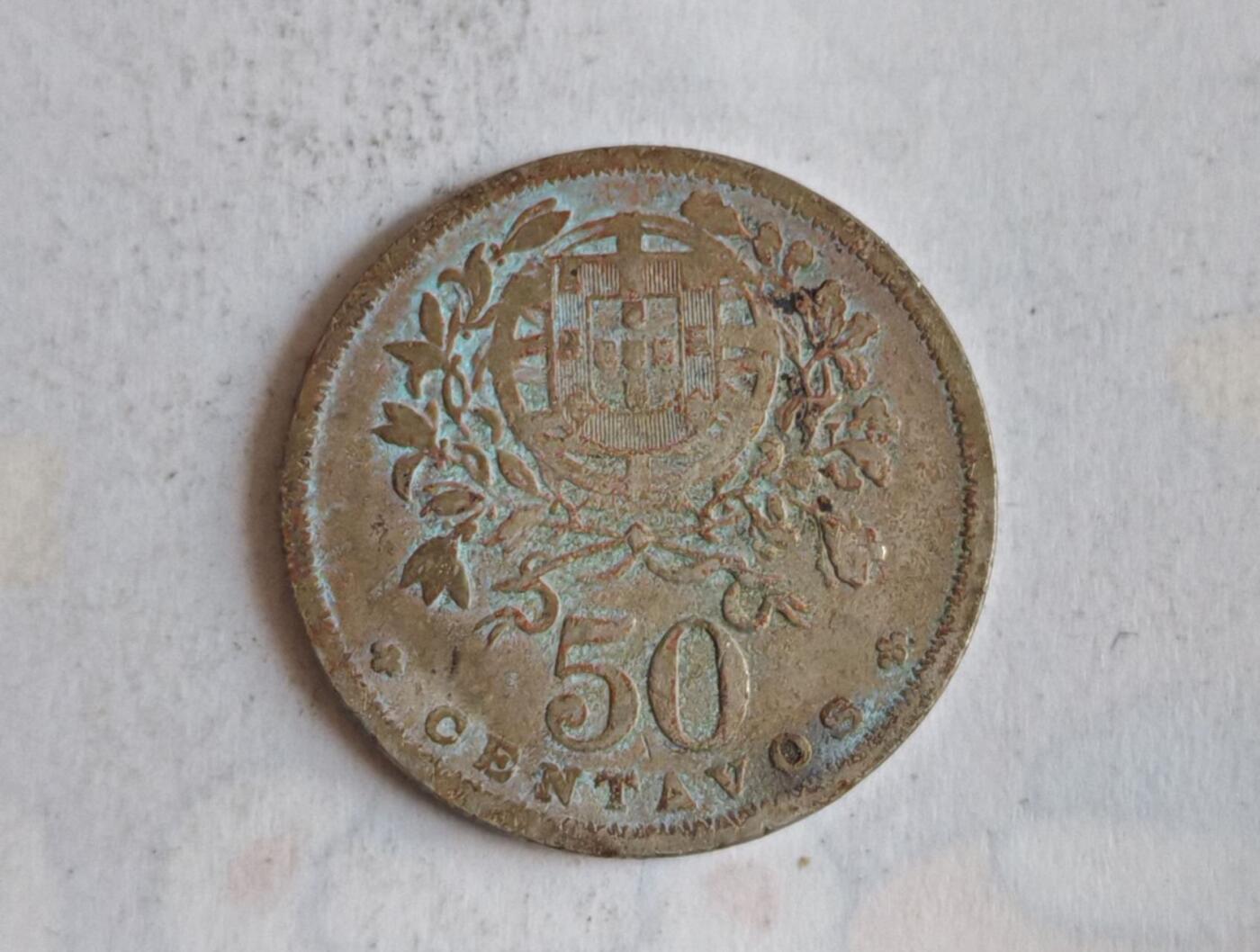 外国硬币 葡萄牙1944年第二共和国时期50分发行量：4,000,000枚