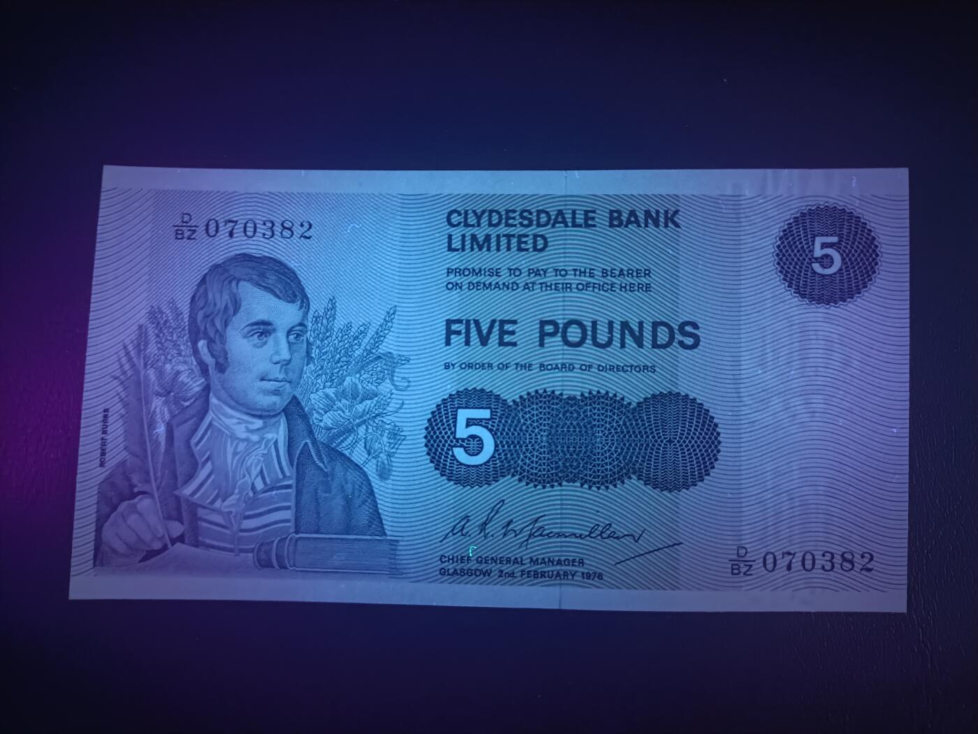 2026一月第三期，总213期 苏格兰克莱斯戴勒1976年5镑UNC，诗人伯恩斯和他诗歌意境中的田鼠，少见早期年份