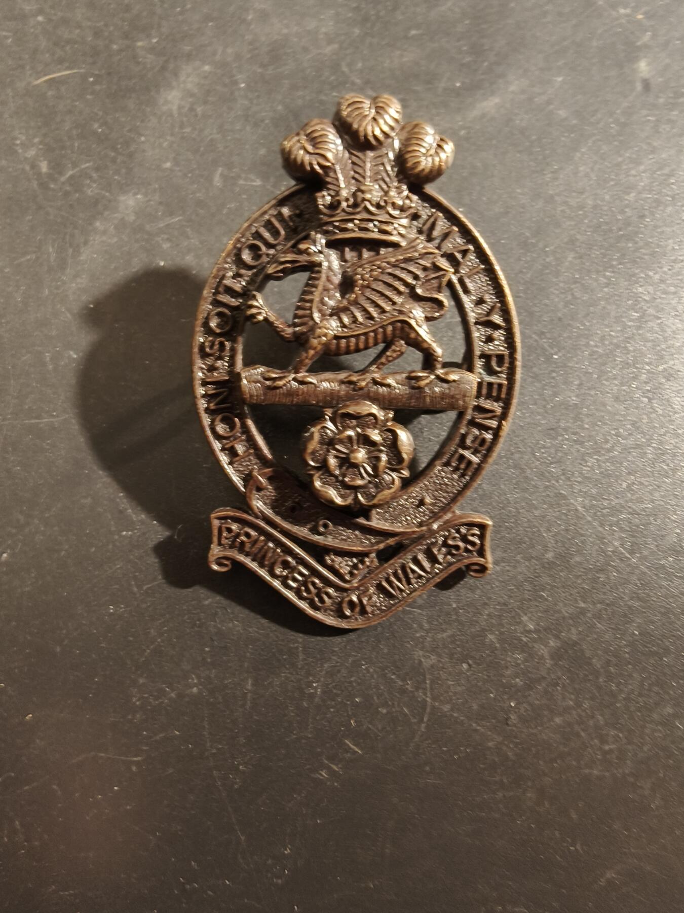 老王徽章第177期 英国皇家威尔士女亲王步兵团帽徽     一战时期