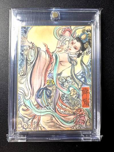 NO.21 好又多金牌大场，新店点关注不迷路！每周一站式配齐，方便凑单！（周6晚8点截拍，卖家送拍0抽成！） - 【1/1手绘卡】不二造物 梓墨老师签绘 月下嫦娥【纵令灵药长生久，难解眉间一点愁】