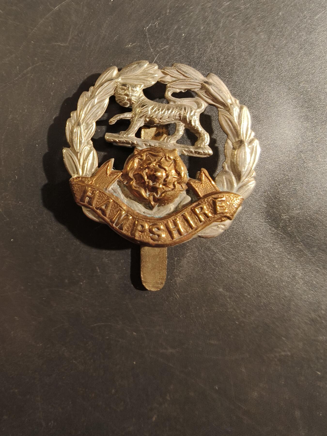 老王徽章第177期 英国汉普郡步兵团帽徽    一战时期