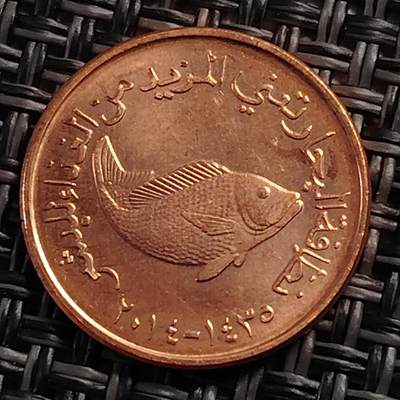 布加迪🐬～世界钱币(上海)🌾第 270 期 /  各国套币和散币 - 阿联酋🇦🇪 2014年 5费尔～L9