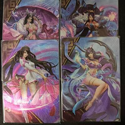 花开卡拍第61期（3月7号周六截拍，品控勿拍!!!拍品不寄存，运费5元（新疆需补运费差价或顺丰到付），自制卡难免瑕疵，可能存在轻微撞角爆边等出厂瑕疵，品控介意勿拍！） - 宁缺卡牌 粗闪 貂蝉+关银屏+小乔+甄姬