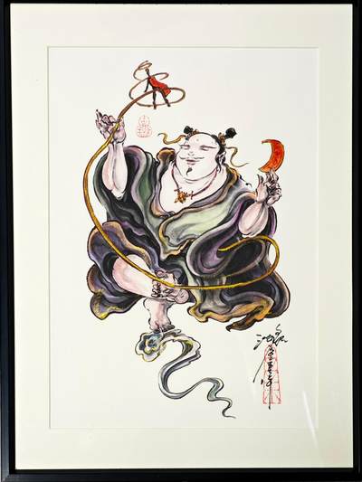 白泽拍卖卡牌手绘专场第31期（岁寒知松柏 春意已可期） - 2025 启读文化 沈鑫限量微喷版画 封神 惧留孙  尺寸：26.5cm*38cm 已装裱 +收藏证书 描金  沈鑫亲签