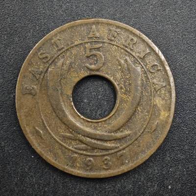 【淘币小摊】实时拍第八百四十九拍   散币银币场   满百包邮可预留二周 每周一统一发货   - 英属东非1937年乔治六世5分铜币