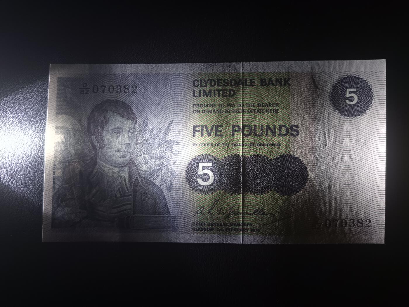 2026一月第三期，总213期 苏格兰克莱斯戴勒1976年5镑UNC，诗人伯恩斯和他诗歌意境中的田鼠，少见早期年份