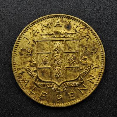 【淘币小摊】实时拍第八百四十九拍   散币银币场   满百包邮可预留二周 每周一统一发货   - 英属牙买加1963年半便士铜币