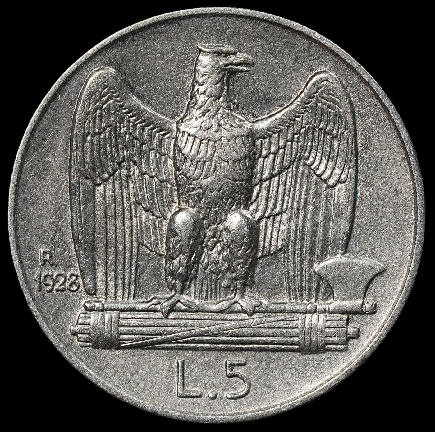 修遠堂世界钱币第101期 1928年意大利5里拉银币，4.94g，含银83.5%