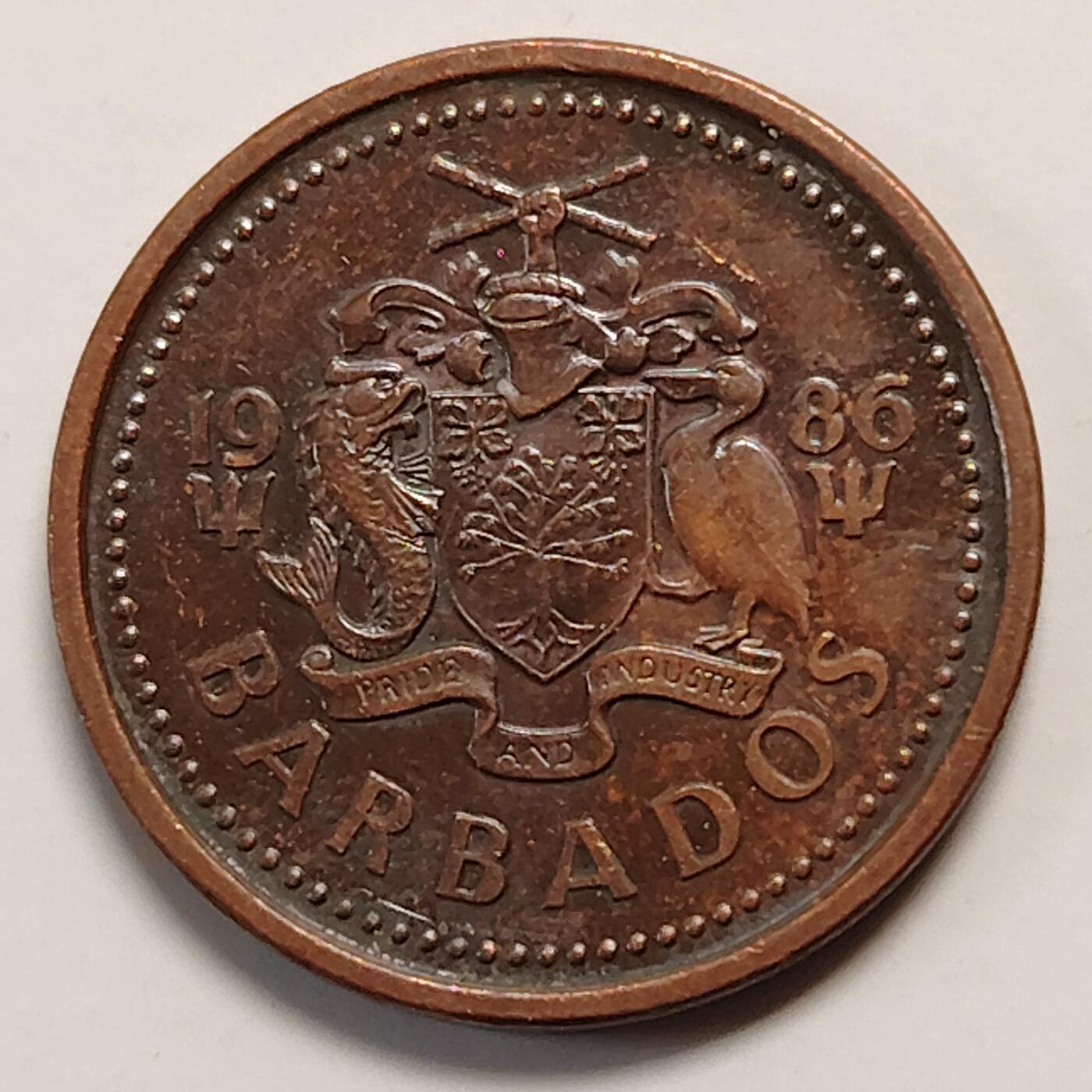 布加迪🐬～世界钱币(上海)🌾第 270 期 /  各国套币和散币 巴巴多斯🇧🇧 1986年 1分～L9