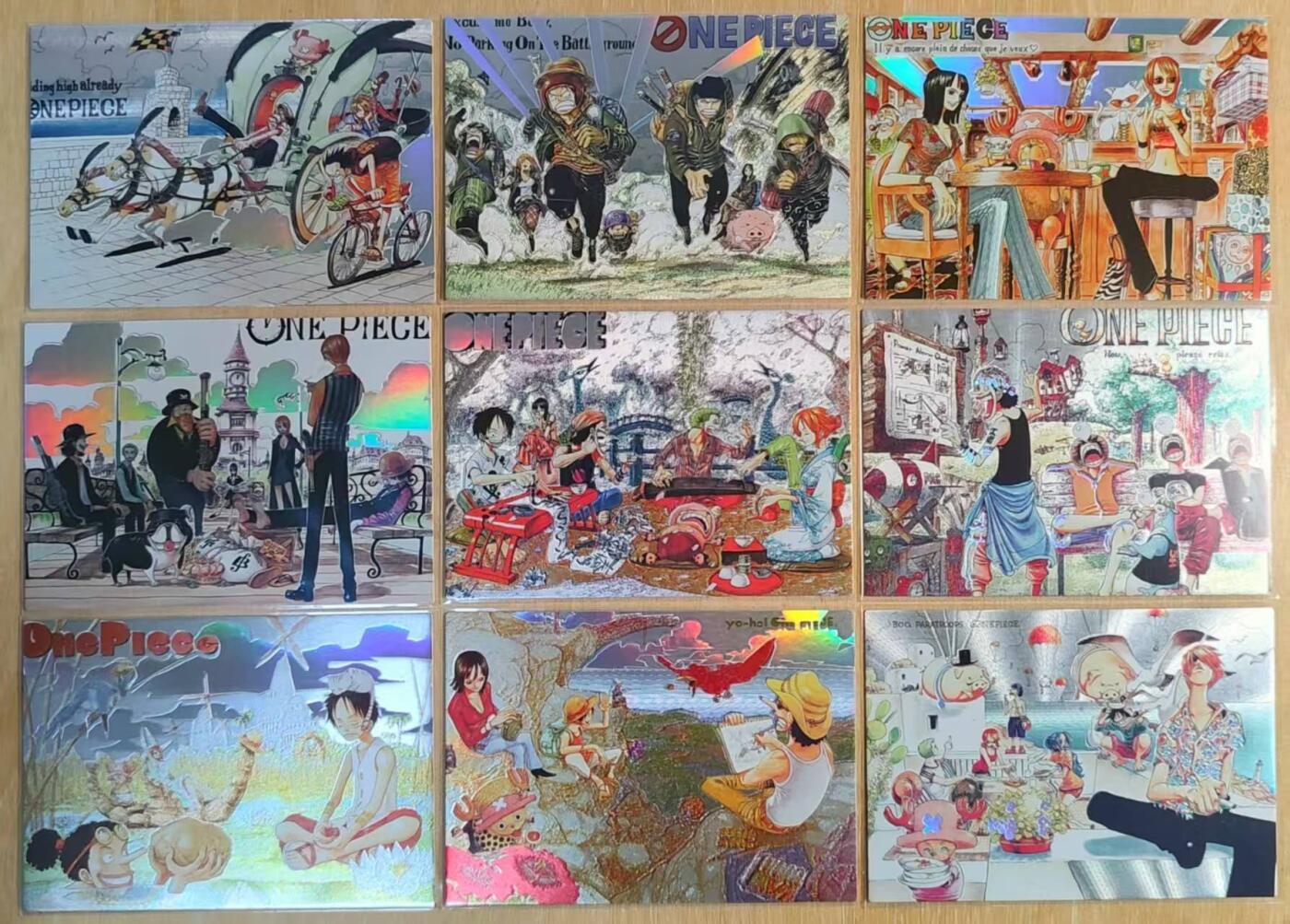 满200包邮！！龙虎卡牌-七二场（满200元包邮，无佣金，每周六结拍，欢迎送拍） 粗闪9张 海贼王卷头典藏卡 第四弹 一套 (卡背是漫画分镜)