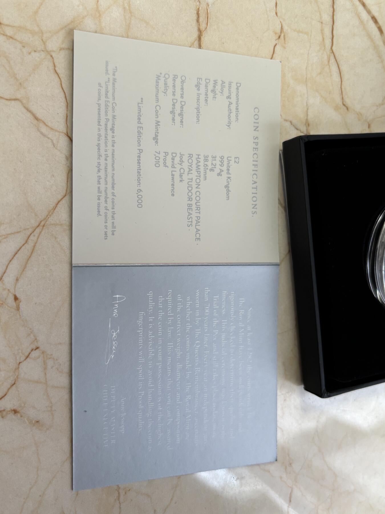 第188期拍卖 英国2022纹章皇家兽系列1西摩黑豹精制1盎司银币，999银，发行6000枚